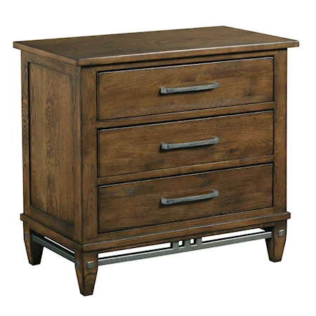 Bedford Solid Wood Nightstand with Rustic Metal Accents